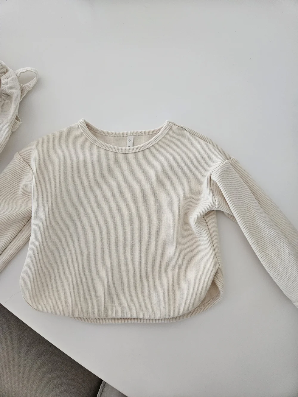 Oat Co Cream Ribbed Long Sleeve Top And Bloomer Set